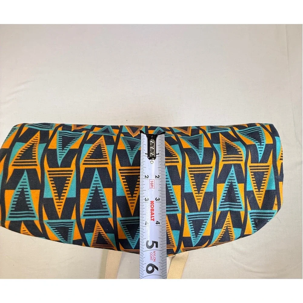 Teva Canvas Tote Bag‎ Geometric Triangle Pattern Navy Orange Teal Shopper